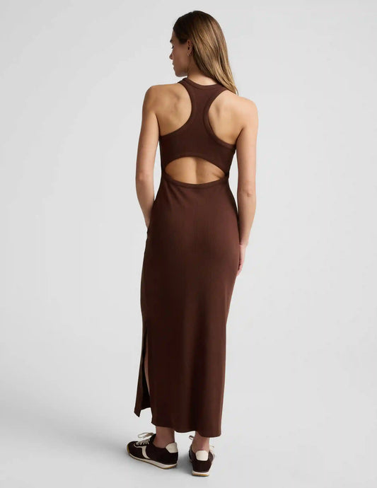 Ribbed High Neck Maxi Dress