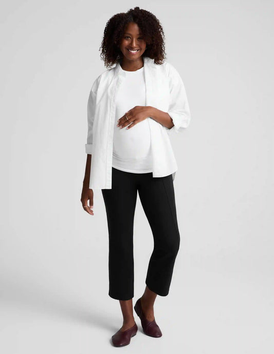 Ponte Maternity Cropped Flare Pants