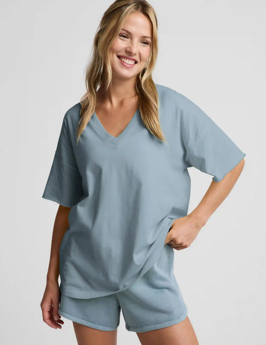 SoftKnit Better Than Ever Oversized V-Neck Cotton Tee